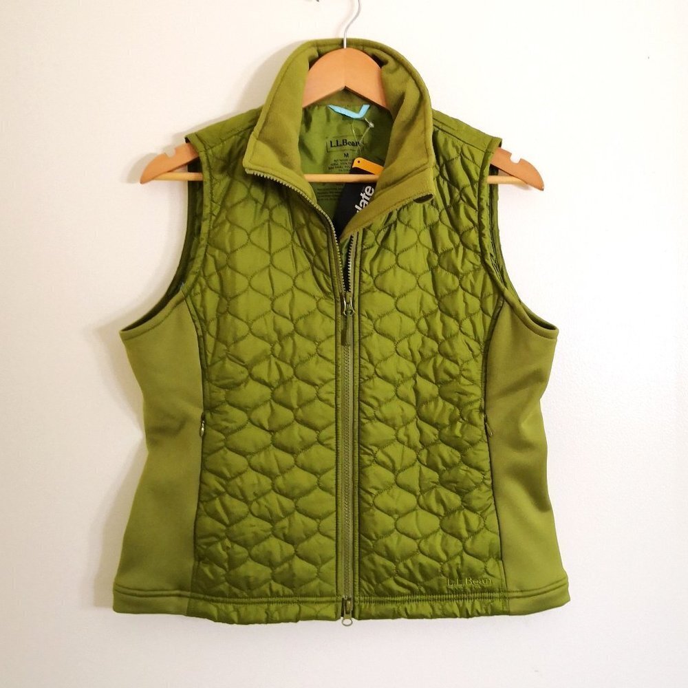 L.L. Bean Thinsulate Insulated Quilted Full Zip Vest Olive Green Color Size M